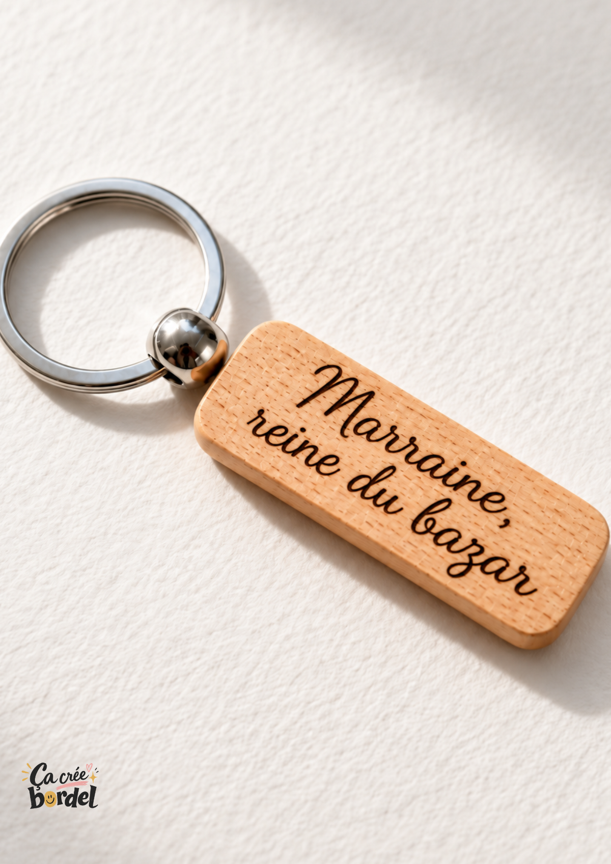 Porte-clé en bois personnalisé - Message gravé au choix