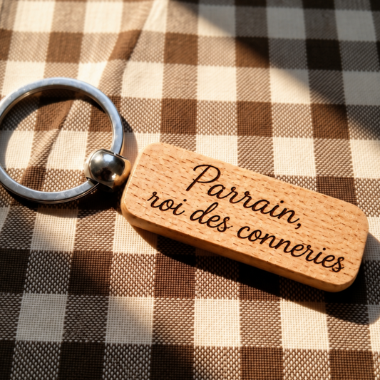 Porte-clé en bois personnalisé - Message gravé au choix