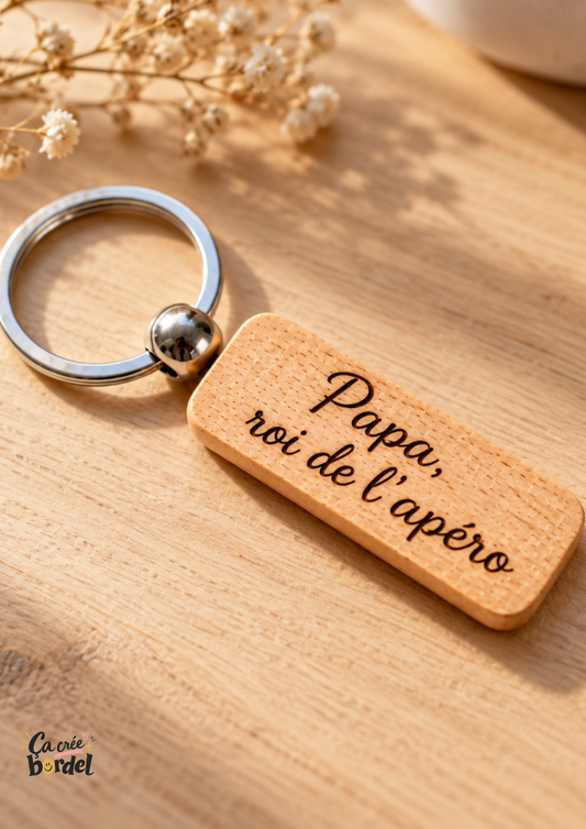 Porte-clé en bois personnalisé - Message gravé au choix